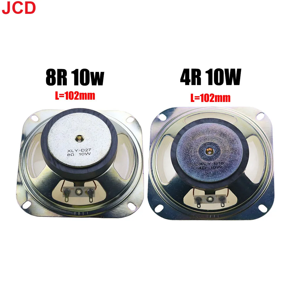 

1pc 4/8 Ohm 10W Loudspeaker 102MM 4inch Square Speaker Waterproof Clear Cone Paper Bright Cap 60MM External Magnetic Height 38MM