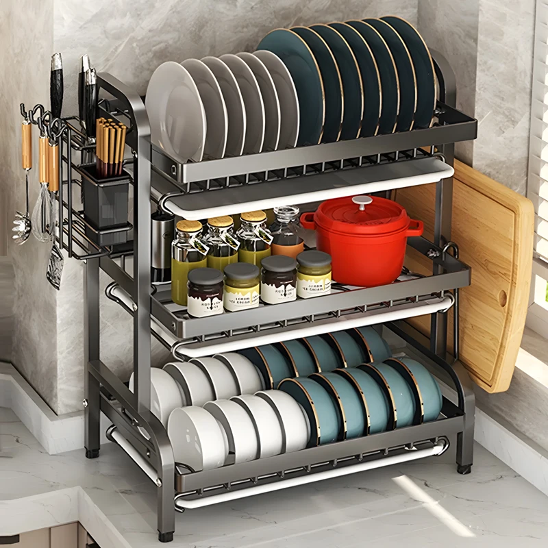 Dish Drying Rack Bowls Plates Racks Rust-proof Dish Drainer Multi Layer Home Kitchen Item Storage Shelf Organizer Accessories