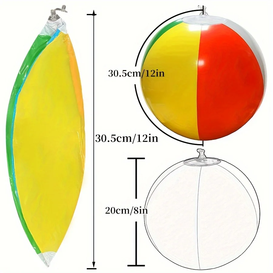 Beach Ball - 6-Color Rainbow Pool Water Party Decoration, Inflatable Pool Toy, Suitable For Summer Beach Water Games Beach Ball