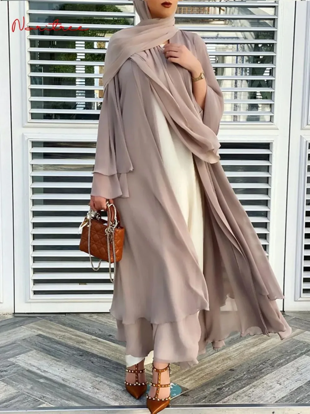 

Chiffon Abaya Kimono for Women, Dubai Muslim Cardigan, Abayas, Casual Robe, Female Islam Clothes with Belt, Fashion, F2664