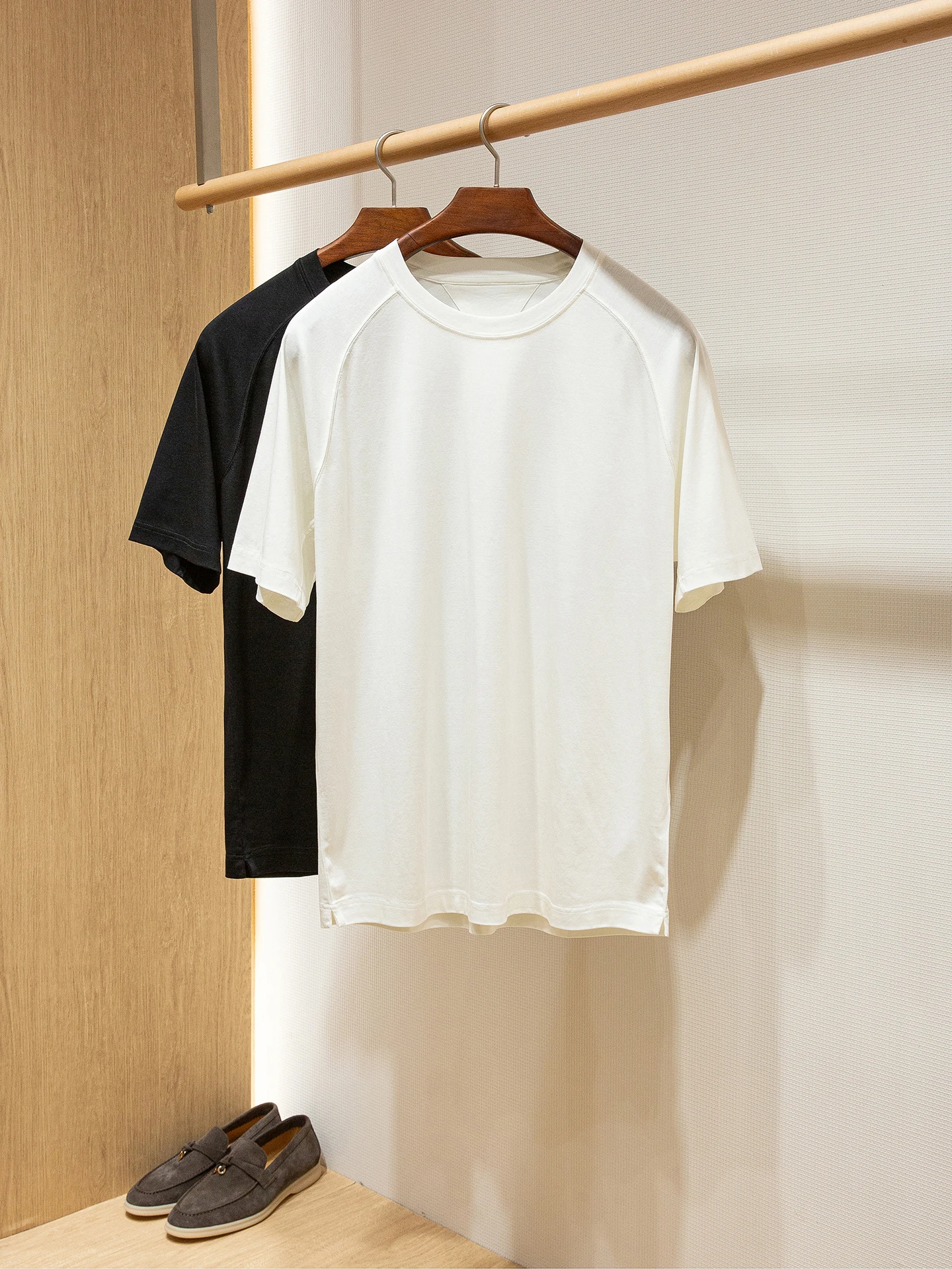 

ZZ 60S premium long-staple cotton summer men's loose shoulder sleeves short-sleeved T-shirt