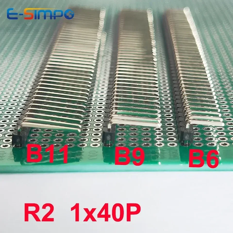 E-Simpo 10-Pack Right Angle Male Pin Header – 2.54mm Pitch, 2x40P Double Row, Gold-Plated, Cuttable PCB Connector