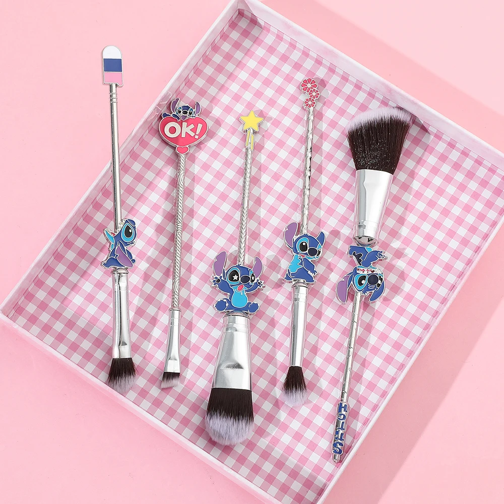 5pcs/lot Stitch Disney Cartoon Figure Makeup Brush Anime Cute Cosplay Model for Women Girl Makeup Brush Tool Girls Gifts