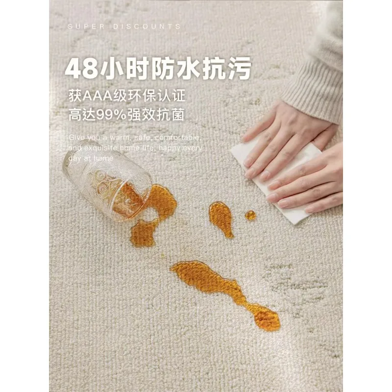 Vero tappeto impermeabile e antivegetativo, coperta per divano color crema per soggiorno, camera da letto in tinta unita, lusso leggero lavabile