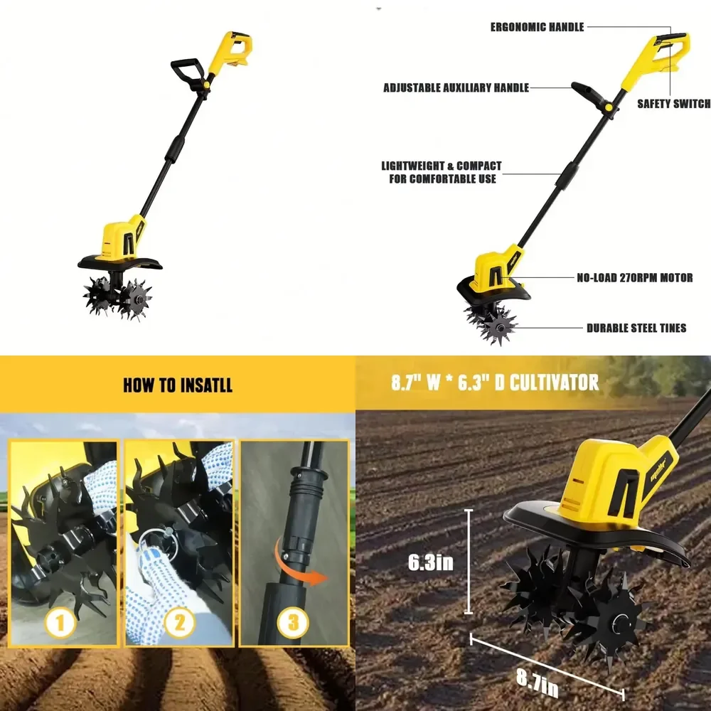 18V Li Ion Battery Farming Machinery Agricultural Garden Tool Cordless Power Cultivators Electric Tiller