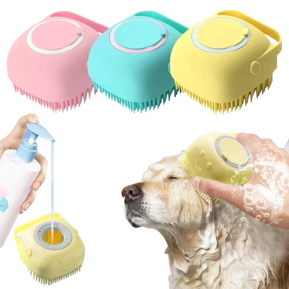 Zachte Siliconen Hondenborstel Pet Shampoo Massager Badborstel Badkamer Puppycat Wassen Massage Dispenser Trimmer Douchestorp