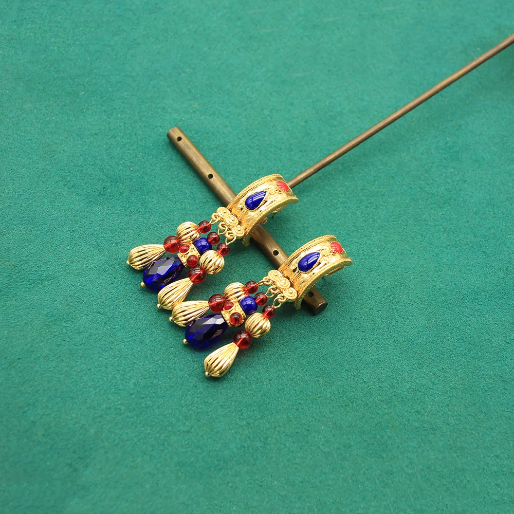 Used Western Retro Niche Water Drop Tassel Smart Earrings and Brooch Set