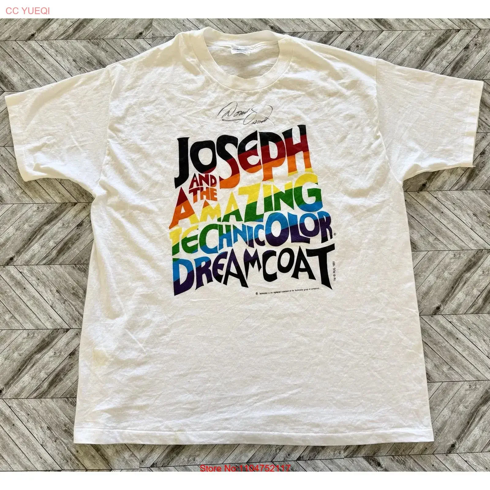 Camiseta VTG Joseph And The Amazing Technicolor Dreamcoat masculina XL Broadway Donny vintage lavada, confortável e na moda.
