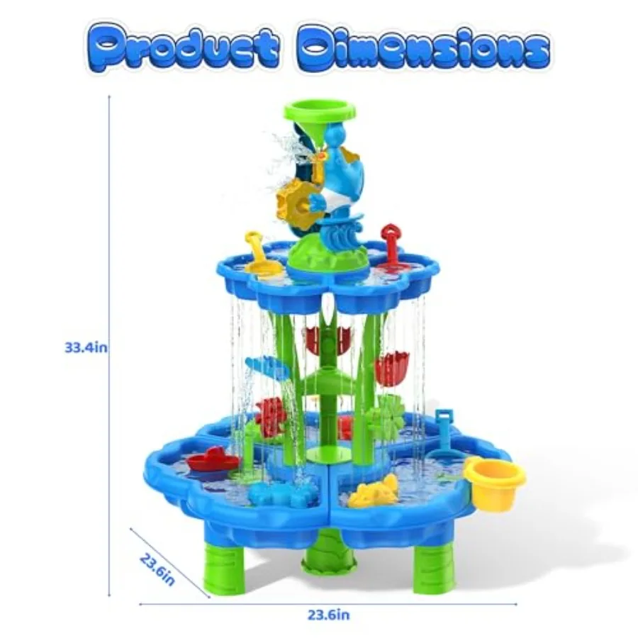 Outdoor water sand play table for toddlers, plastic, blue and yellow, 2-tier sensory activity with splash feature for summer pa view 6