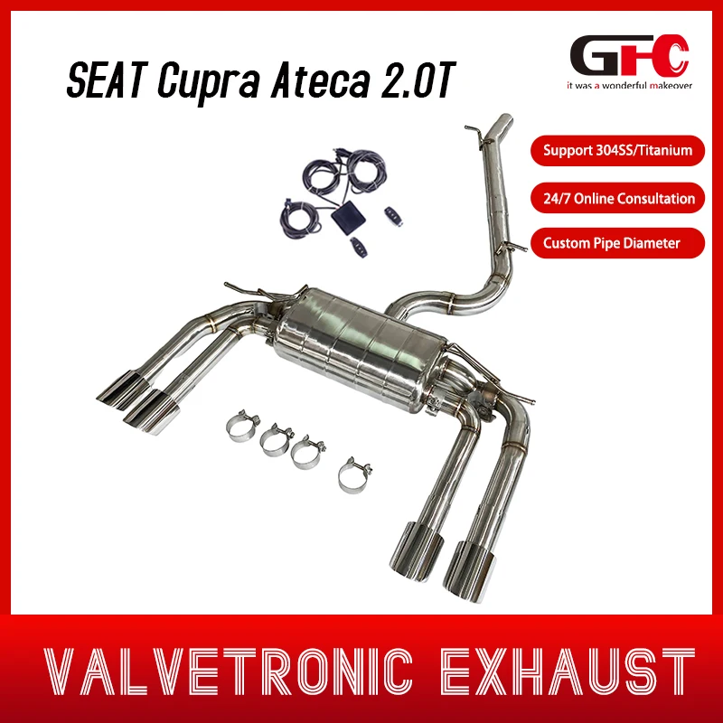 Suitable for Cupra Ateca 2.0T high-performance SUS304 exhaust pipe Catback Valvetronic exhaust system muffler