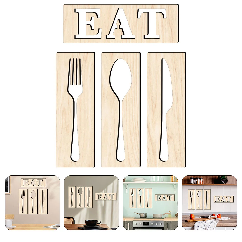 

Wooden Fork Spoon Knife Sign Farmhouse Wall Decor Kitchen Living Room Emblems Home Dining Signs Three-dimensional