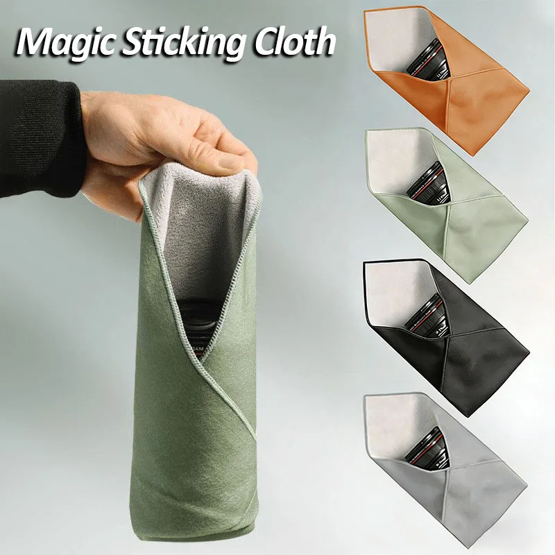 Pochette auto-adhésive magique pour objectif d'appareil photo, sac de protection portable pour équipement électronique, outil en tissu adhésif, trousse à cosmétiques, organisateur de voyage