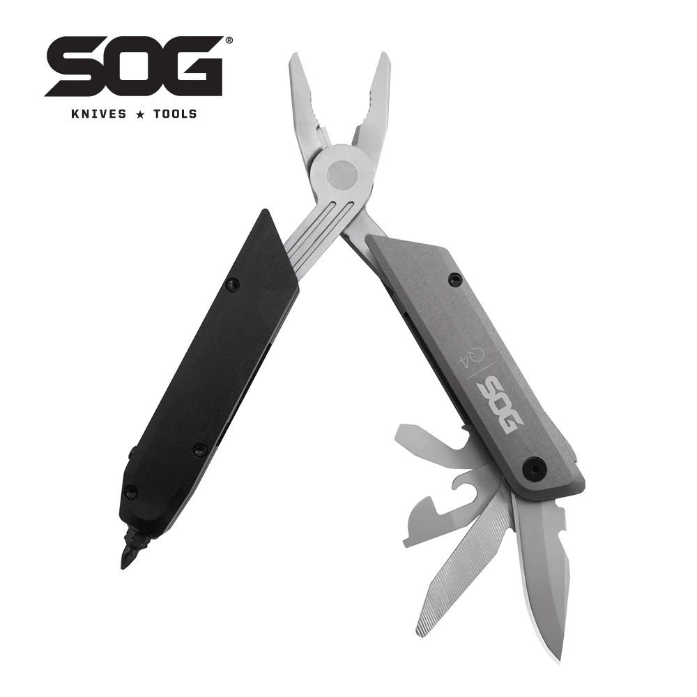 

SOG 10 in 1 BATON Q4 Compact Multifunctional Pliers Folding Knife Screwdriver Set with 12 Bits Pocket Lightweight EDC Hand tools