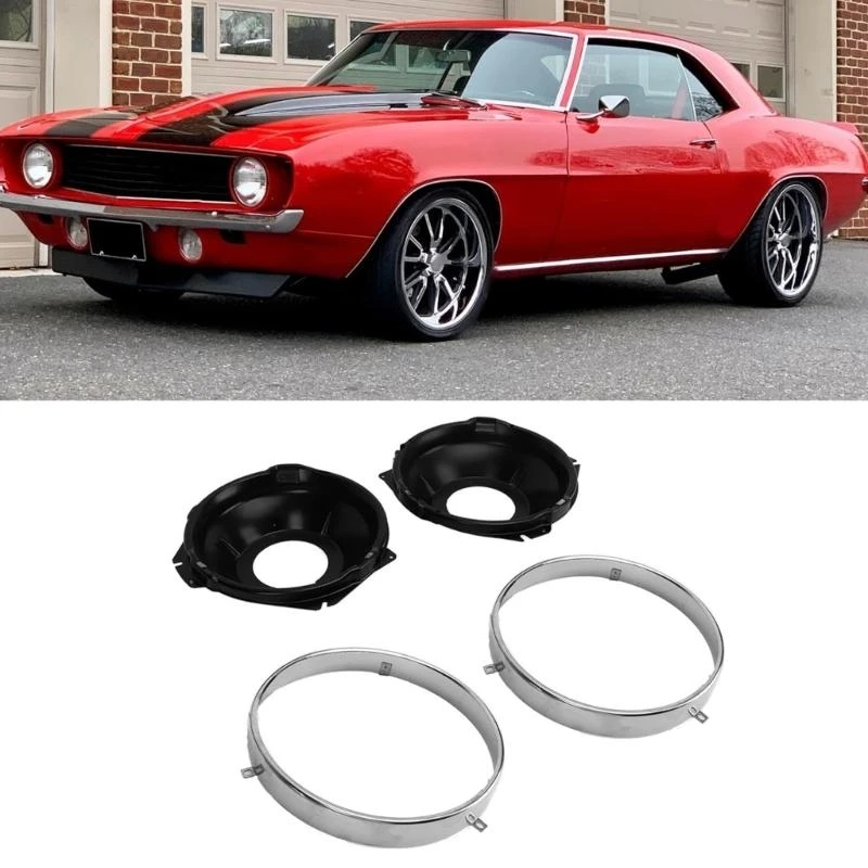 Car Headlamp Bucket & Rings Combination Assembly, Stainless Steel Rings 28Pieces 