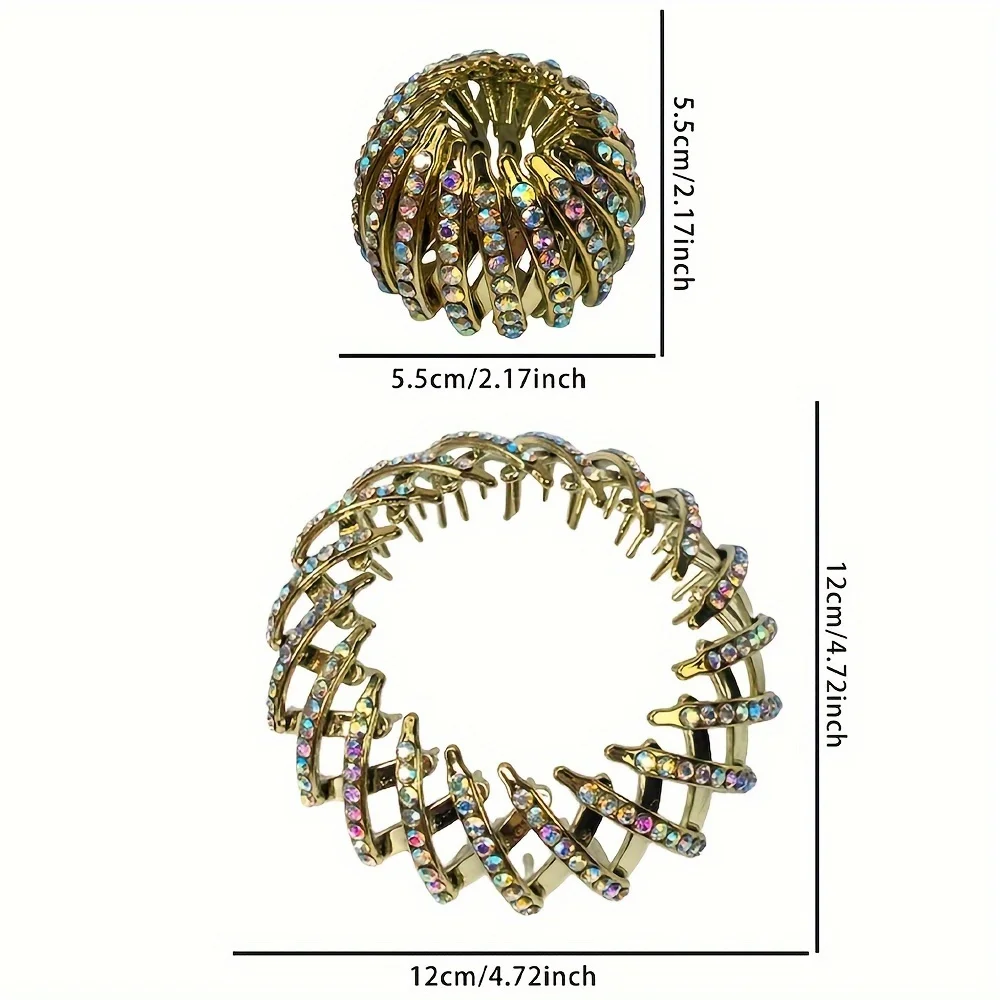 5-piece Bird's Nest Magic Hair Clips, Extendable Ponytail Shiny Hairpins, Non-Slip Crystal Buckles, Strong Hold - 2024 New Women