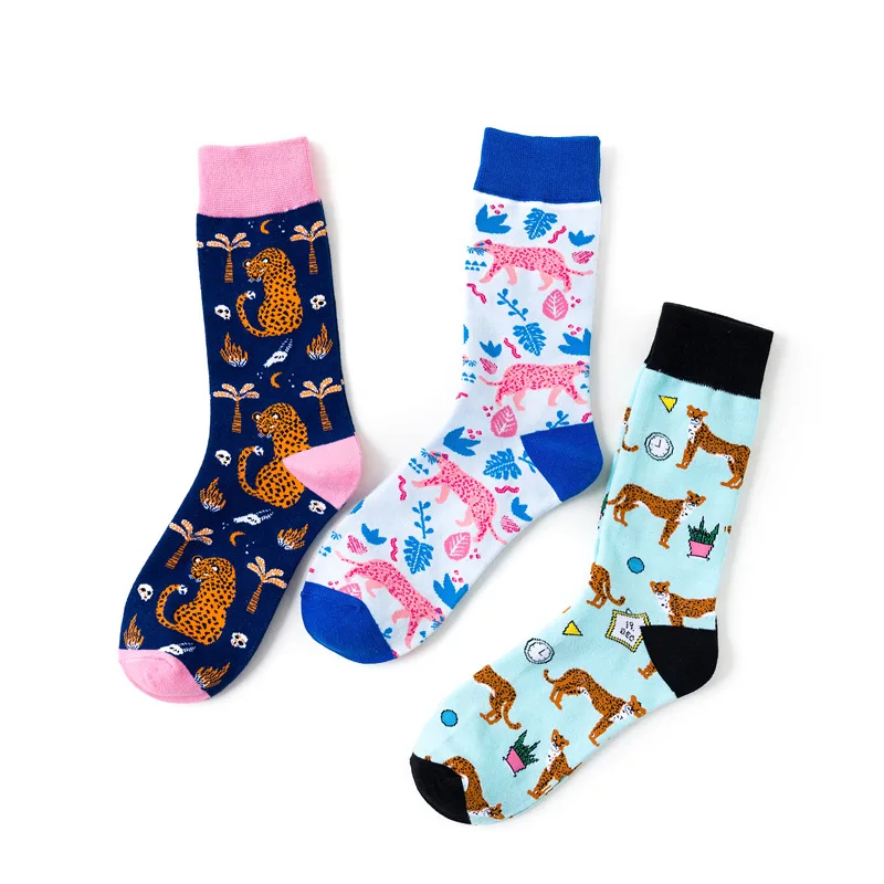 Sika deer animal series calcetines de algodón de tubo medio y largo con personalidad de moda