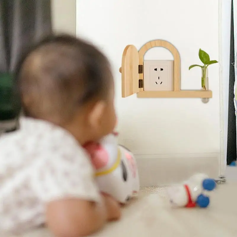 Door Outlet Cover Plate Wall Plate Cover Door-shaped Cover Creative Cover With Adhesive Tapefor Child & Pet Protection