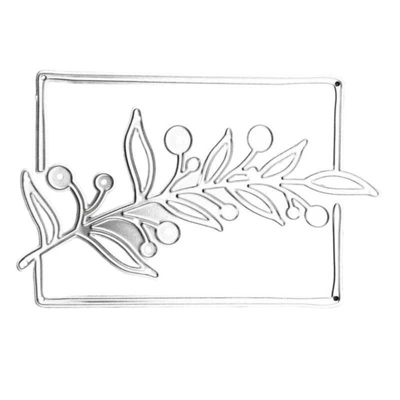 H8WB Tree Metal Die Cuts Plants Lace Border Carbon Steel Cutting Dies for Crafts