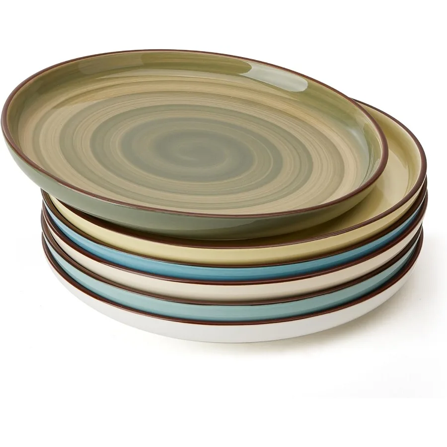 

7,4-дюймовый круглый фарфоровый набор десертных тарелок для сервировки салата и закусок, безопасный для микроволновой печи и посудомоечной машины, зеленый цвет, 6 упаковок, идентификатор