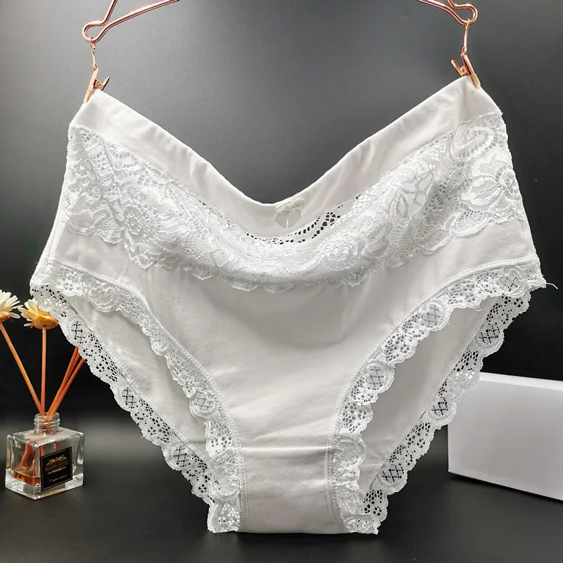 Lace Flower Panties for Women, Female Underwear, Sexy Briefs, Cotton Underpants, Plus Size, 5XL