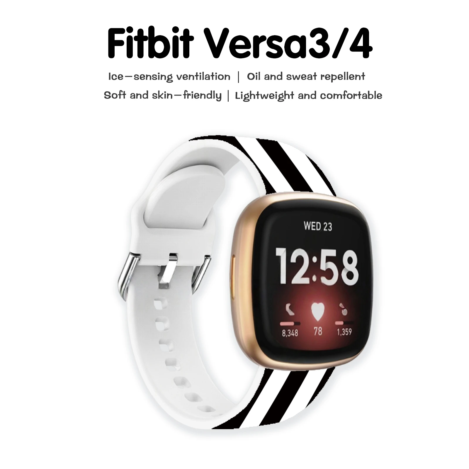 Pulseira estampada com padrão xadrez 2 para Fitbit Versa 4/3, pulseira substituível para relógio Sense 2 para mulheres como presente