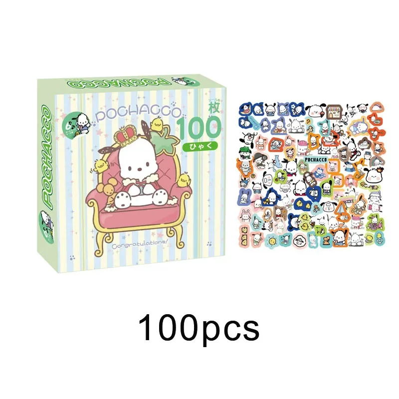 Sanrio 100 hojas de lindos pegatinas de libro mayor de dibujos animados Kulomi para pegatinas de embalaje de caja Cinnamoroll