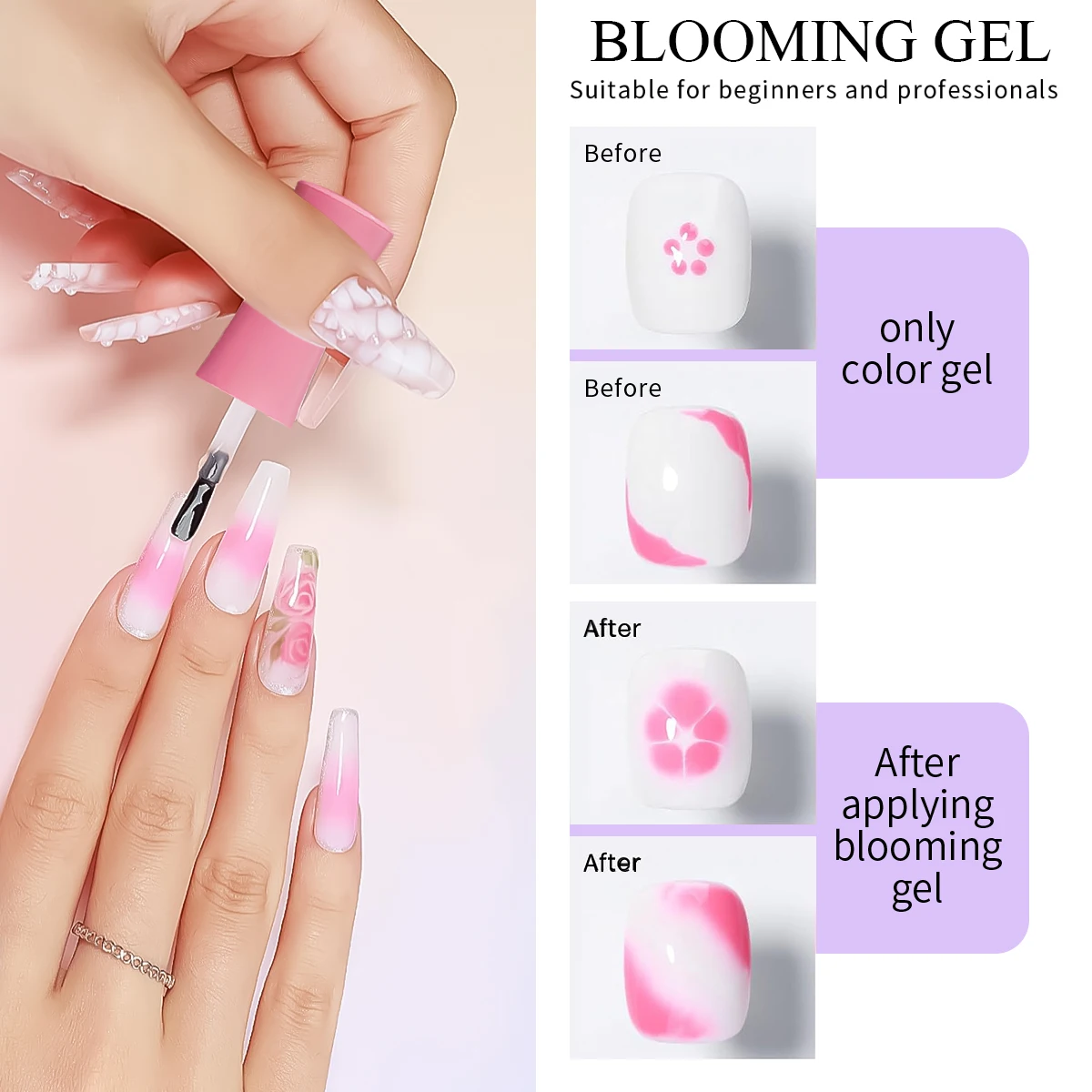 Hassleless 15ml Nail Blooming Gel — Create Gradient & Blended Effects. Easy to Apply, Perfect for Trendy Nail Art Designs.