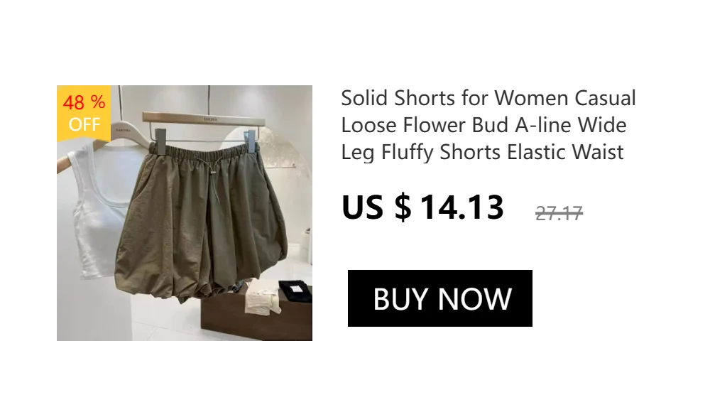 Solid Shorts for Women Casual Loose Flower Bud A-line Wide Leg Fluffy Shorts Elastic Waist Lantern Pants Workwear Women Clothing