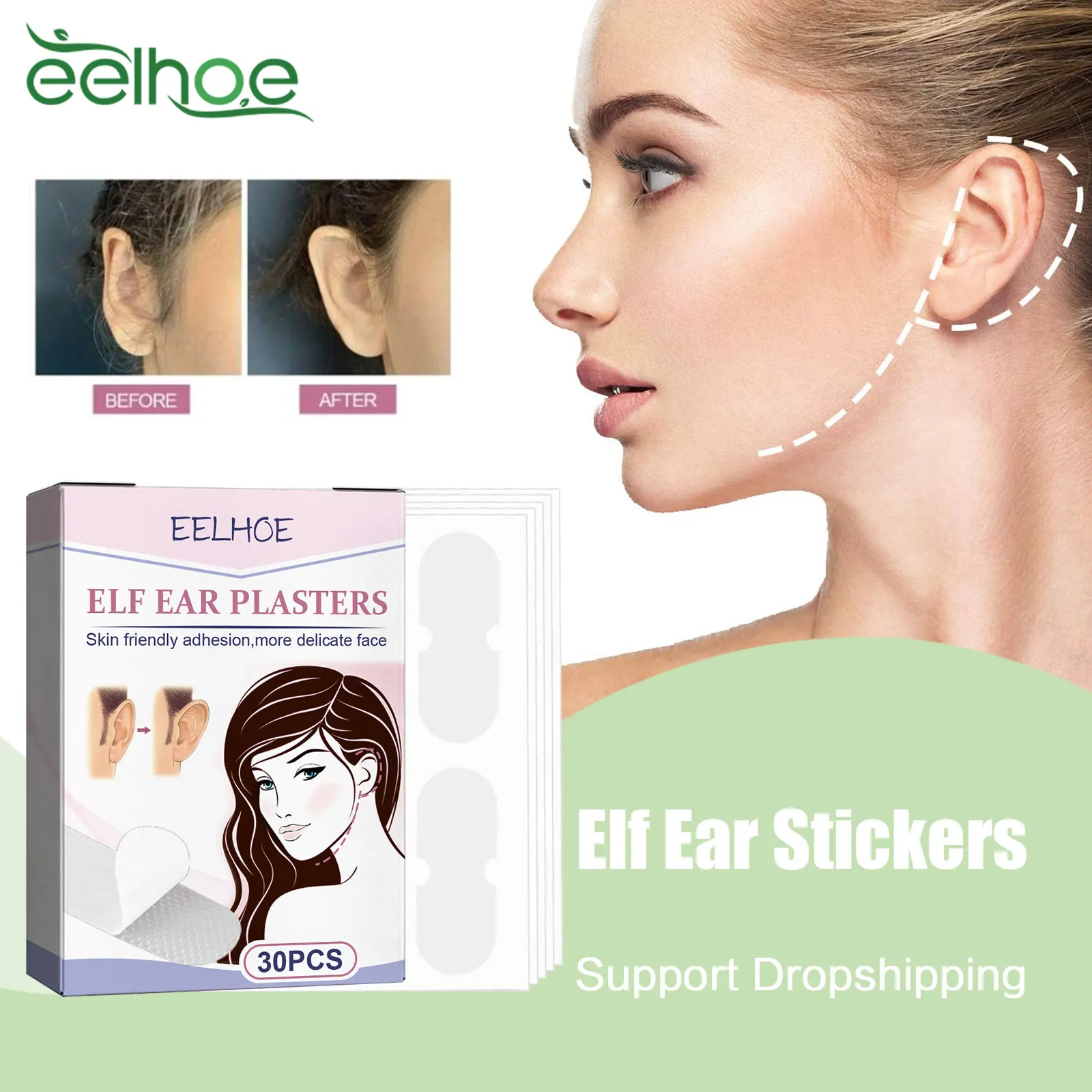 Elf Ear Stickers Transparent Invisible Cosmetic Ear Corrector Improve Sagging Big Ear Support Fixed Protrude Ears Correctar Tool