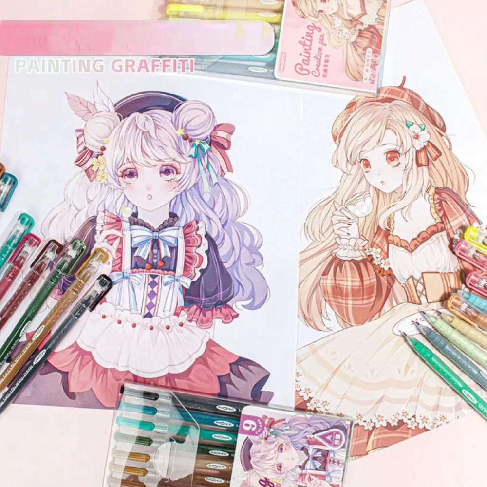High-quality 9-Colors Highlighter Drawing/Painting/Graffiti Learning Markers Marker Pen Art Stationery Scrapbook Pen