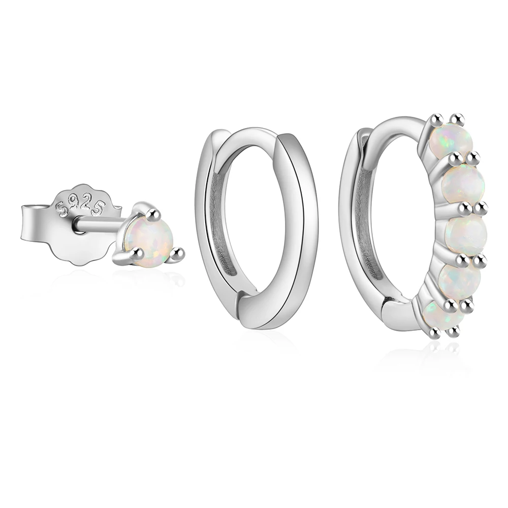 CANNER Fashion Style 3 Pc Earrings For Women Opal 925 Silver Suitable For Engagement Thanksgiving Day Halloween Christmas Fall