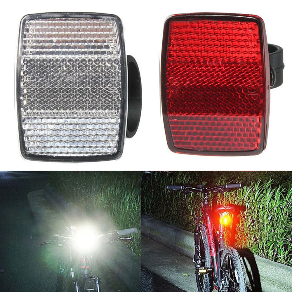 

Bicycle Reflector White Handlebar Front Light Headlight Red Rear Light Taillight Warning Lamp For Bike Cycling Safe Supplies