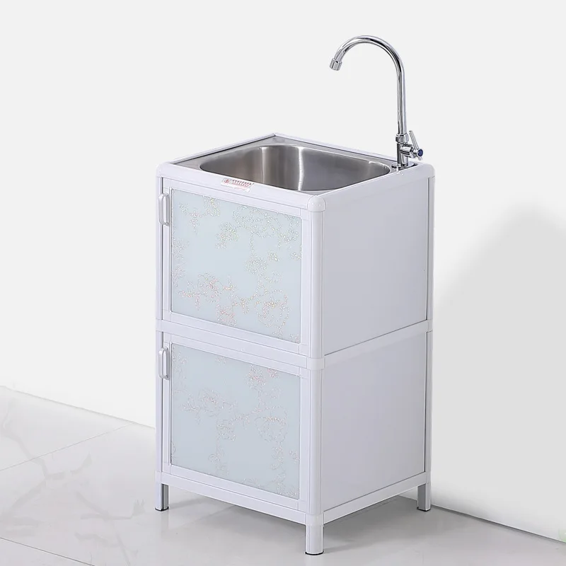 LH stainless steel vegetable washing basin sink balcony vegetable washing single tank integrated cabinet household