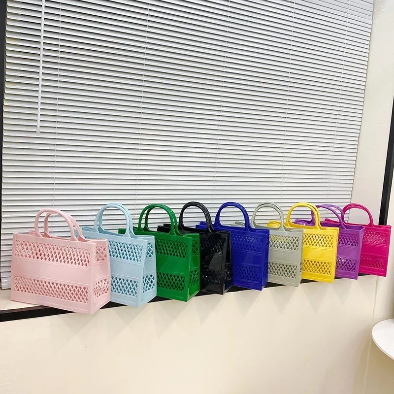 2025 New Large Beach Bag PVC Rubber Waterproof Beach Travel Picnic Storage Basket Women Shopping Handbags Sac Jelly Tote Bag Ins