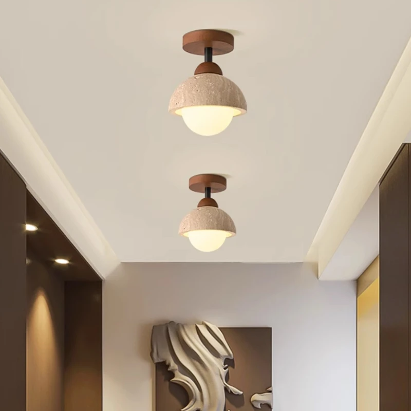Travertine Stone LED Ceiling Lamp Aisle Corridor Light Fixture For Living Room Dining Room Bedroom Decor Chandelier Ceiling Lamp