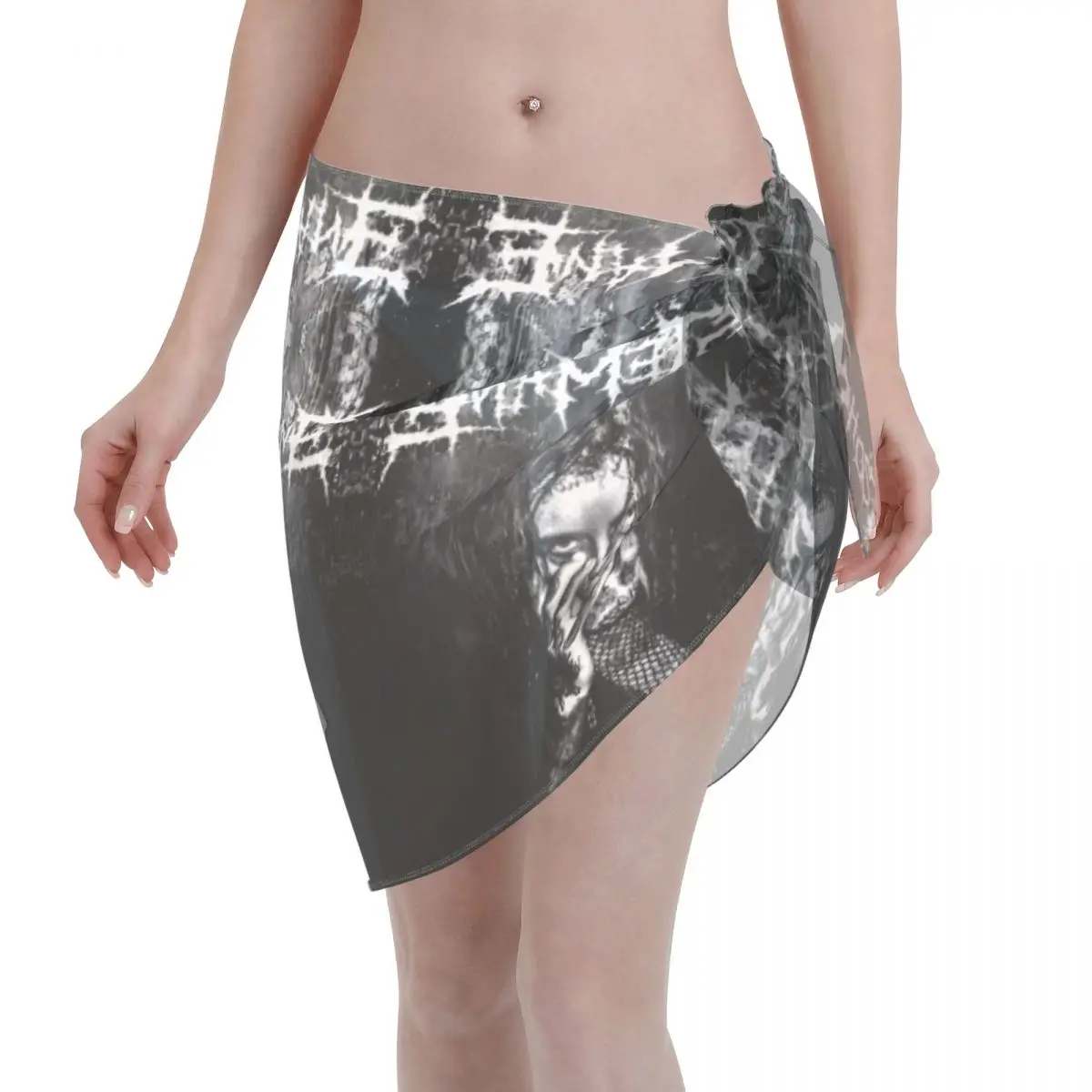 

Custom G-Ghostemanes Rock Brand Short Sarongs Swimsuit Beach dresses Cute Printed Bikini Wrap Sheer Cover up Sarong Beach Wrap