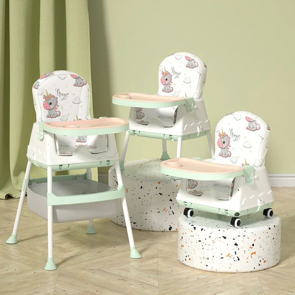 Baby High Chair Portable Children's Table Folding Feeding Chair Multifunctional Lift Dining Table and Chairs Detachable Kid Seat