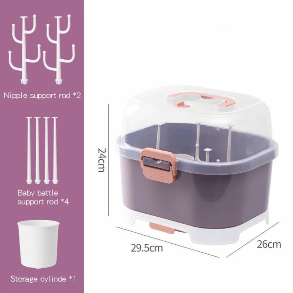 

Plastic Bottle Storage Organizer Removable Drip Tray Space Saving Bottle Rack Dust Proof Multi-Functional Bottle Storage Box