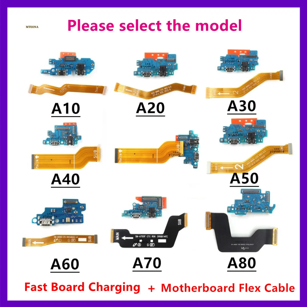 Puerto de carga USB para Samsung Galaxy A10 A20 A50 A60 A70 A80 A30 A40 A405F A505, conector de placa base, cable flexible para placa madre