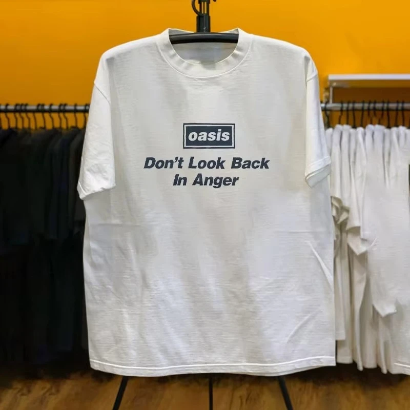 2026 Men Vintage Rock Graphic T‑Shirt Retro Square Frame Minimal Text Versatile and high-quality Black Short Sleeve Tee