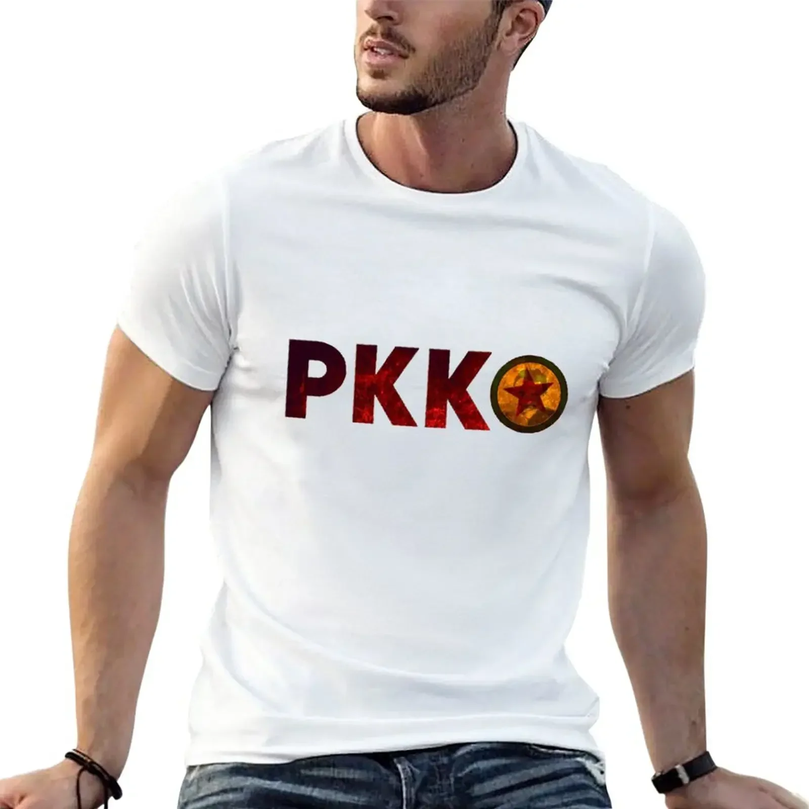 2024 funny summer PKK T-Shirt black vintage mens big and tall t shirts oversized men clothing graphic harajuku clothing style