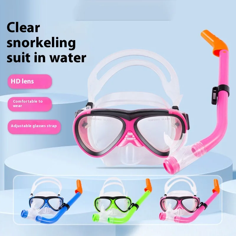 

Children'S Diving Goggles Liquid Silicone Snorkeling Glasses Mask Semi-Dry Snorkel Set For Swimming And Diving Training Purposes