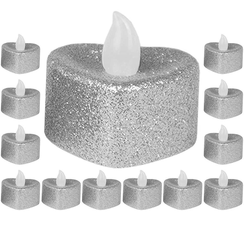

24Pcs Heart Shaped Flameless LED Lights Romantic Electric Lamps Operated Decorative Light