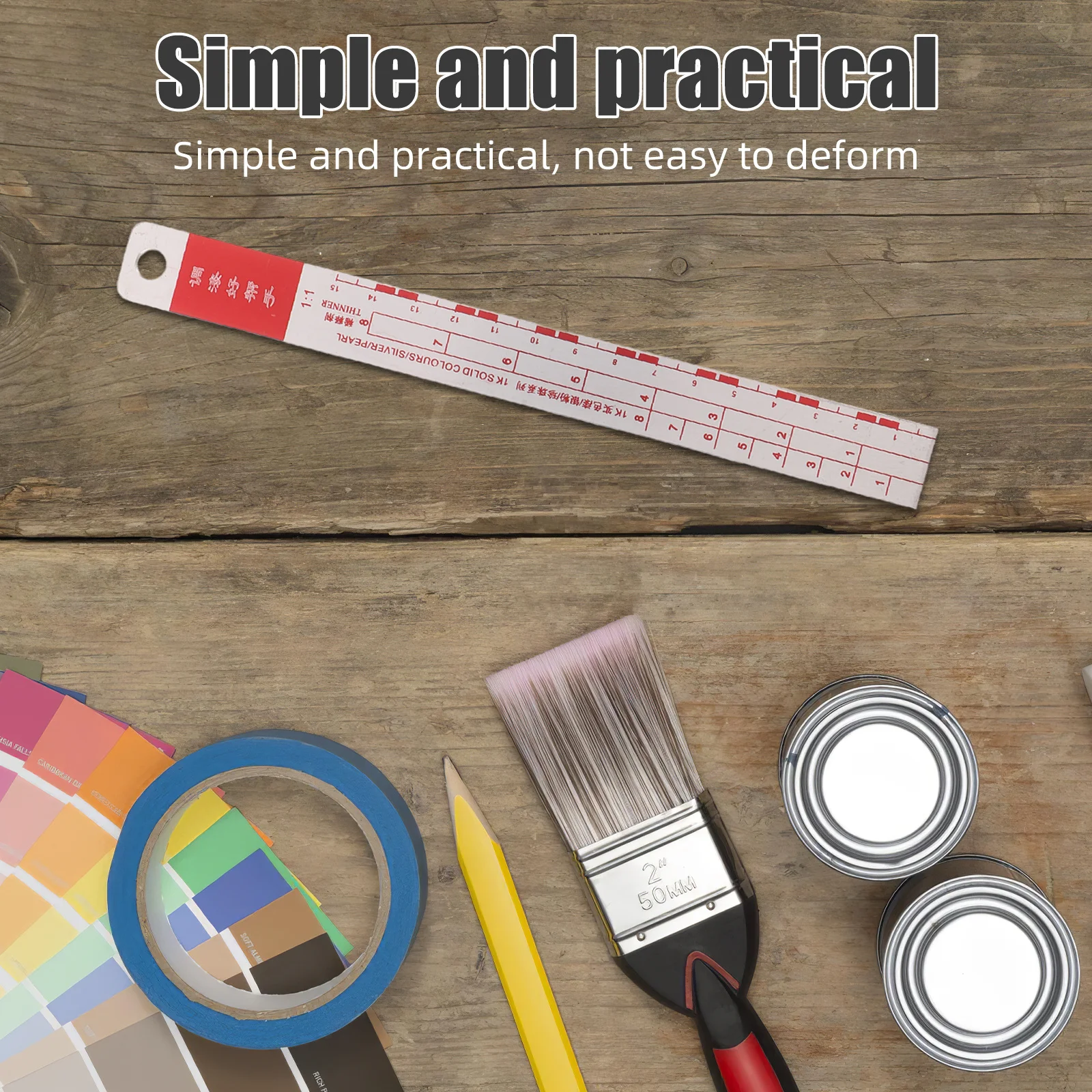 

2pcs Paint Mixing Scale Ruler Stainless Steel Automotive Paint Mixing Tool For Car Coating Color Matching Precise Measuring