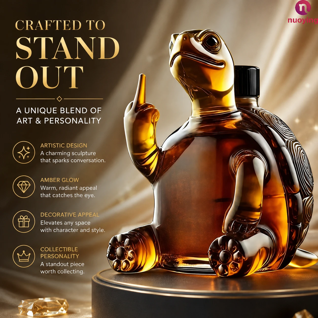 Neuartiger Schildkröten-Weindekanter mit lustigem Gesten-Design, einzigartiges Whiskey-Glasflaschen-Ornament, interessantes Tiermotiv-Bar-Dekor, Geschenk für Männer, Weihnachtsgeschenk.