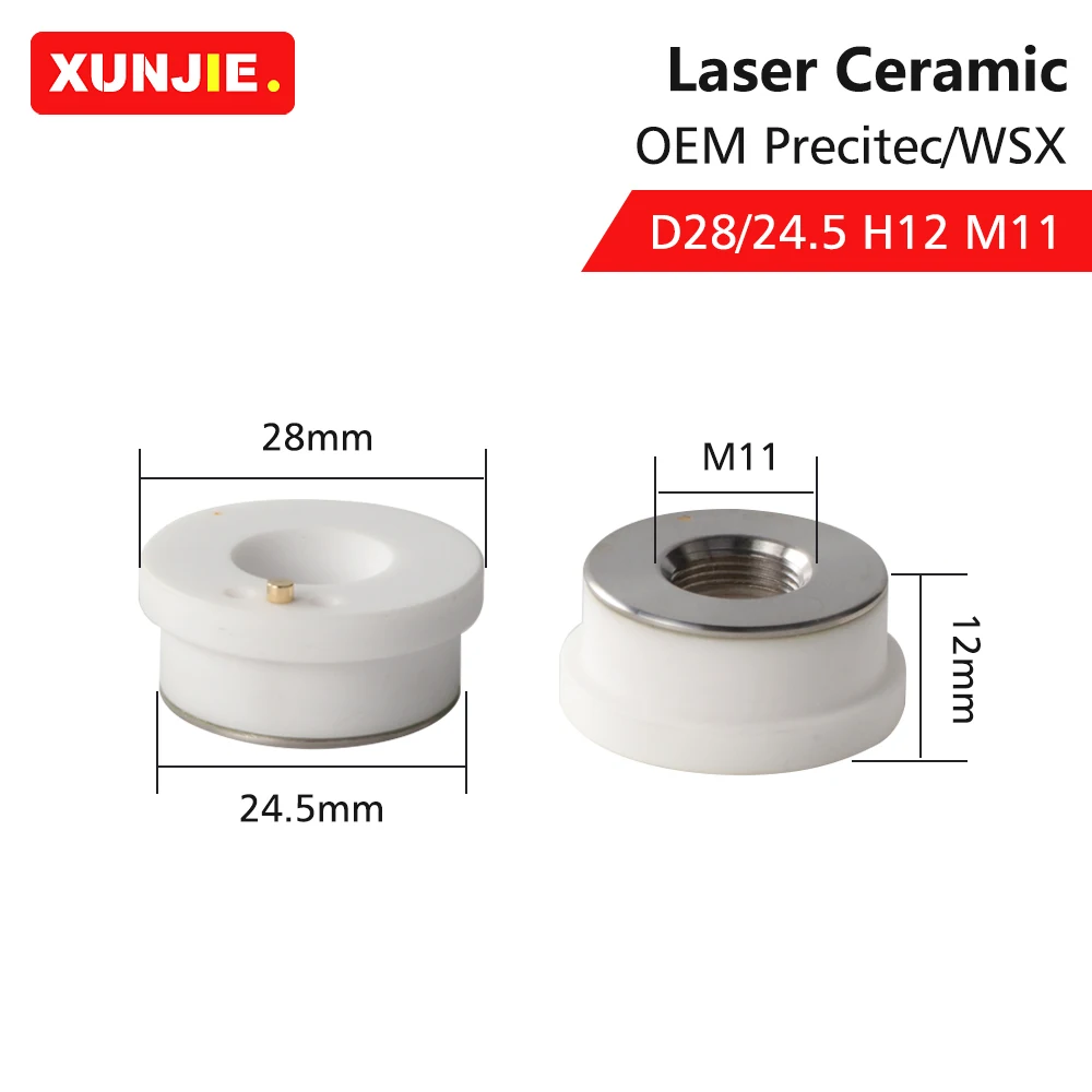 XUNJIE-cabezal de corte láser de fibra de cerámica, piezas de soporte de boquilla para Precitec Raytools WSX, M11 KT B2, 28mm