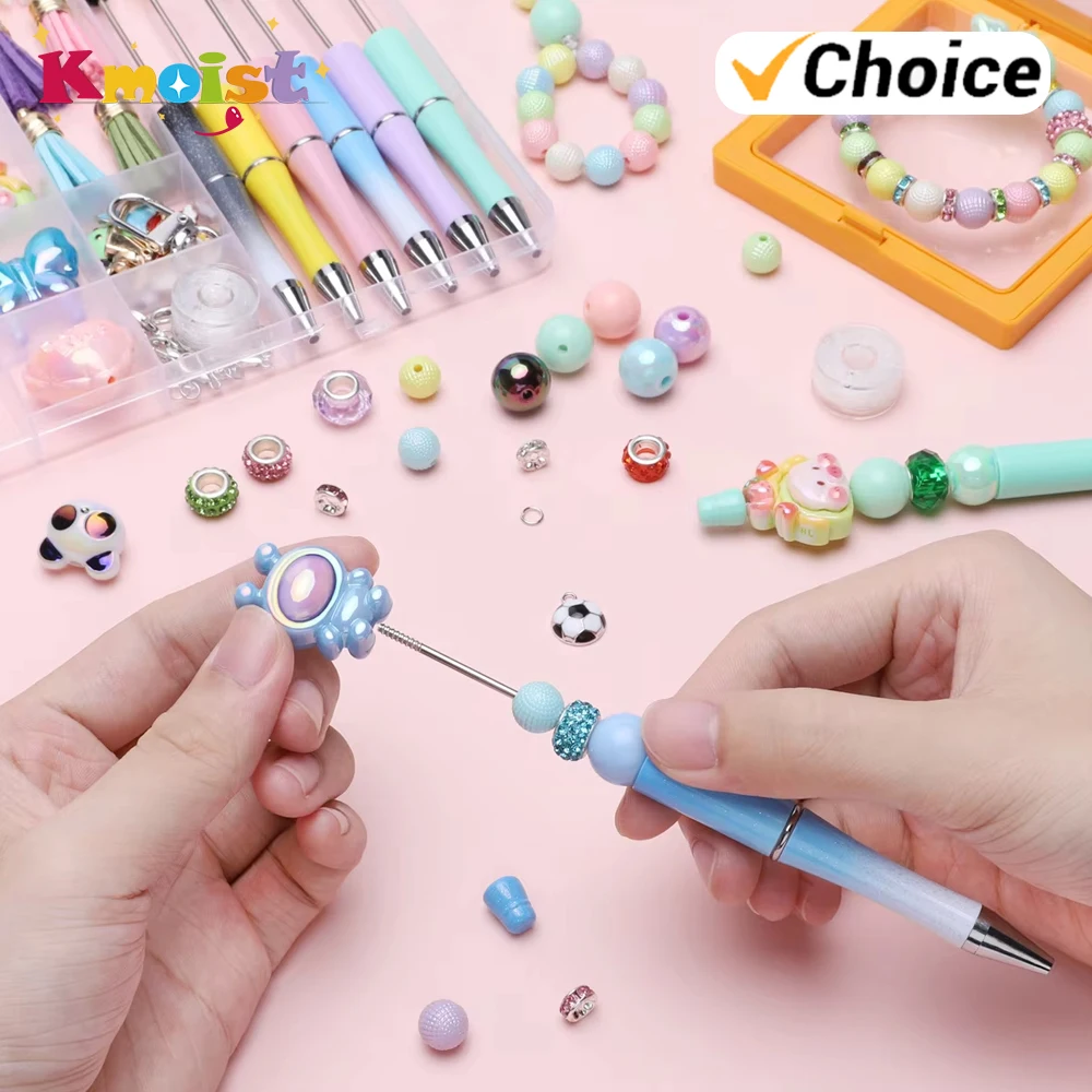 diy-beadable-pens-and-friendship-bracelet-set-multi-colors-plastic-beadable-ballpoint-pen-diy-craftable-keychain-pen-for-adults