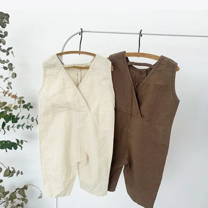 1566C Korean Children Clothes Boy\'s Overall One Piece Clothes Summer Fashion Cute Little Button Girl\'s Jumpsuit Casual Pants