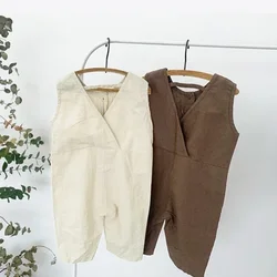 1566C Korean Children Clothes Boy's Overall One Piece Clothes Summer Fashion Cute Little Button Girl's Jumpsuit Casual Pants