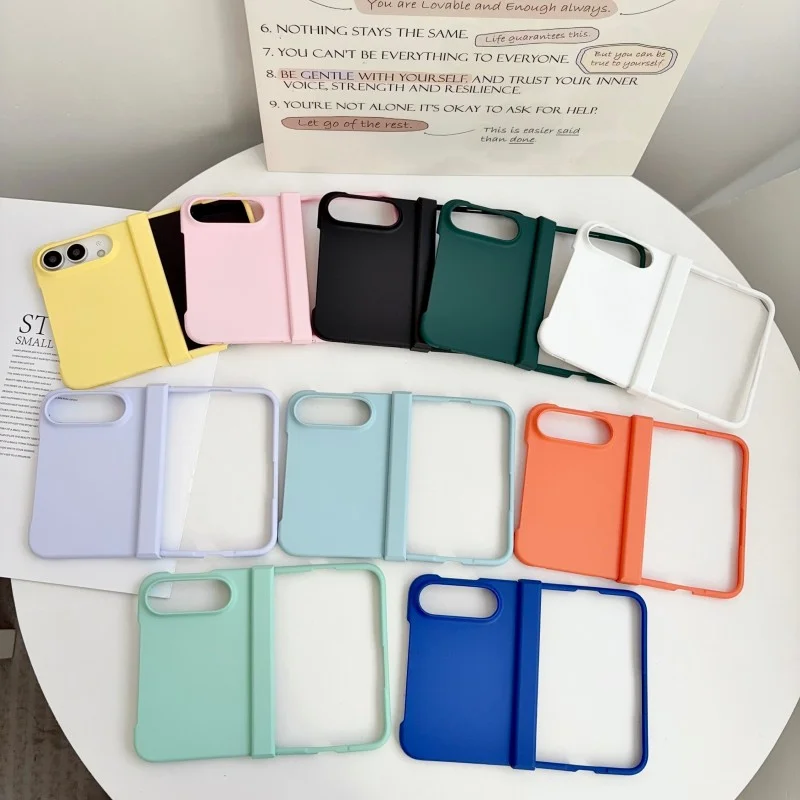 Luxury Dopamine Slim Skin Fell PC Hard Phone Case for Apple iPhone Duo Fold Matte Solid Color Hinge Protection Shockproof Cover